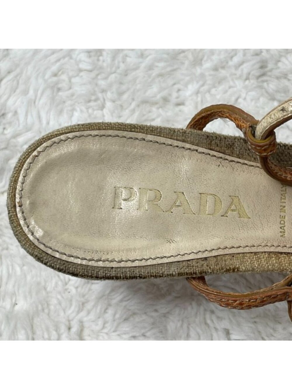 Vintage Prada Slingback Mules Size 36 Orange Snakeskin Leather Buckle Kitten Hee - Picture 11 of 15